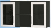 Антресоль большая с двумя стеклодверями ДЛЯ ГОСТИНОЙ АБС-2 Венге/Дуб выбеленный в Татарске - tatarsk.mebel54.com | фото