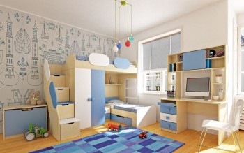 Детская комната Скай (Синий/Белый/корпус Клен) в Татарске - tatarsk.mebel54.com | фото