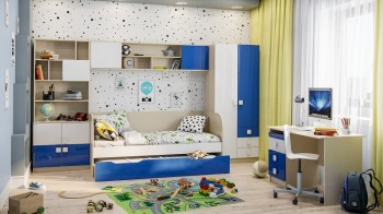 Детская комната Скай Люкс (Синий/Белый/корпус Клен) в Татарске - tatarsk.mebel54.com | фото