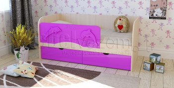 Друзья Кровать детская 2 ящика 1.8 Фиолетовый глянец в Татарске - tatarsk.mebel54.com | фото