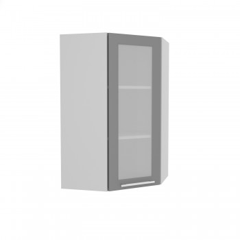 Гарда ВПУС 550 шкаф верхний угловой со стеклом высокий (Белый Эмалит/корпус Серый) в Татарске - tatarsk.mebel54.com | фото