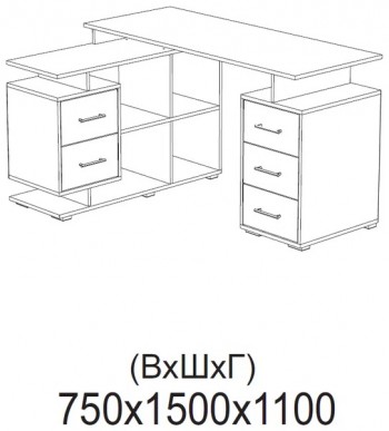 Компьютерный стол угловой СКМУ-3 белый в Татарске - tatarsk.mebel54.com | фото