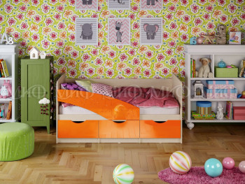 Кровать Бабочки 1,6м (Оранжевый металлик) в Татарске - tatarsk.mebel54.com | фото