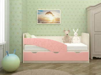 Кровать Бабочки 1,6м (Розовый металлик) в Татарске - tatarsk.mebel54.com | фото