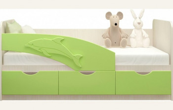 Кровать детская 1,6м Дельфин (Салатовый металлик) в Татарске - tatarsk.mebel54.com | фото