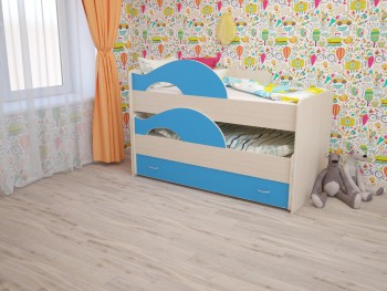 Кровать детская Радуга 1600 Млечный дуб/Голубой в Татарске - tatarsk.mebel54.com | фото