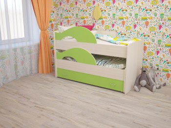 Кровать детская Радуга 1600 Млечный дуб/Салатовый в Татарске - tatarsk.mebel54.com | фото