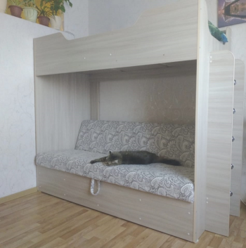 Кровать двухъярусная с диваном (Беленый дуб) в Татарске - tatarsk.mebel54.com | фото