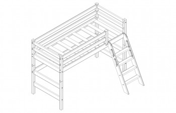 Кровать Соня вариант 6 полувысокая с наклонной лестницей Лаванда в Татарске - tatarsk.mebel54.com | фото