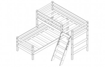 Кровать Соня вариант 8 угловая с наклонной лестницей Лаванда в Татарске - tatarsk.mebel54.com | фото