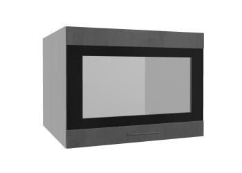 Лофт ВПГСФ 600 шкаф верхний горизонтальный со стеклом высокий с фотопечатью (Бетон темный/корпус Серый) в Татарске - tatarsk.mebel54.com | фото