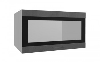 Лофт ВПГСФ 800 шкаф верхний горизонтальный со стеклом высокий с фотопечатью (Бетон темный/корпус Серый) в Татарске - tatarsk.mebel54.com | фото