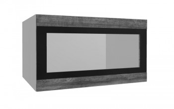 Лофт ВПГСФ 800 шкаф верхний горизонтальный со стеклом высокий с фотопечатью (Дуб бурый/корпус Серый) в Татарске - tatarsk.mebel54.com | фото