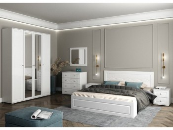 Модульная спальня Барселона (Белый/Белый глянец) в Татарске - tatarsk.mebel54.com | фото