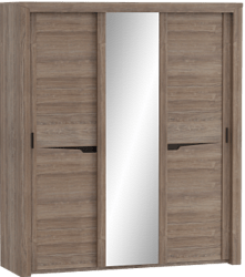 Шкаф трехдверный Соренто с раздвижными дверями Дуб стирлинг/Кофе структурный матовый в Татарске - tatarsk.mebel54.com | фото