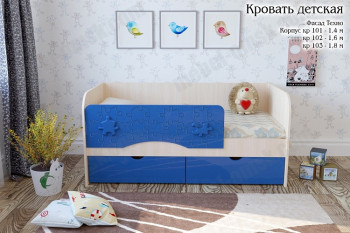 Техно Кровать детская 2 ящика 1.6 Синий глянец в Татарске - tatarsk.mebel54.com | фото